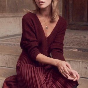 Sezane wool and cashmere cardigan in burgundy